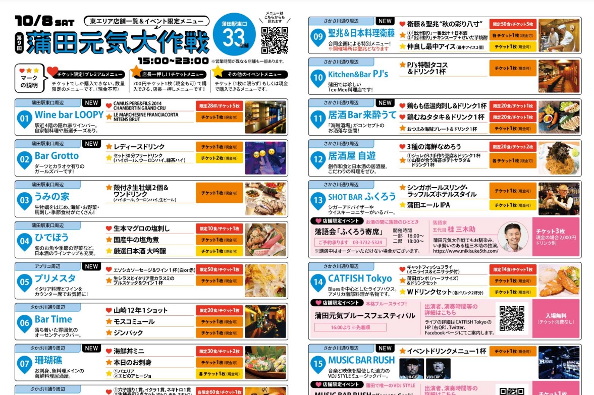 一覧チラシより、東口参加店の一部