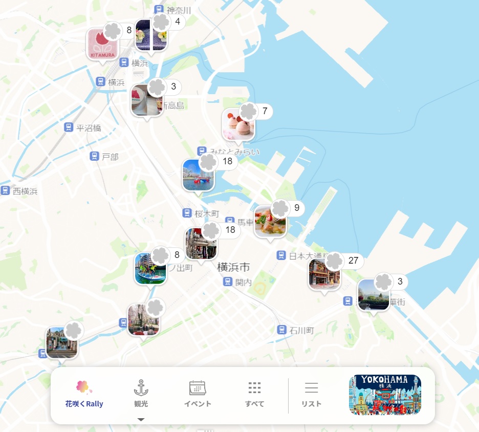 「花咲くRally」公式サイトより。※この画像には、一部表示されていないスポットもあります