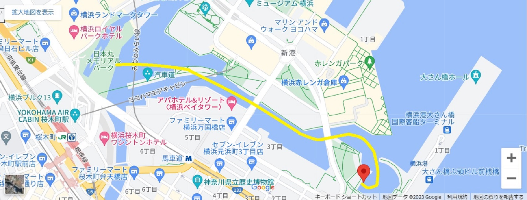 Google Mapより(今回の乗船ルートを加工済)