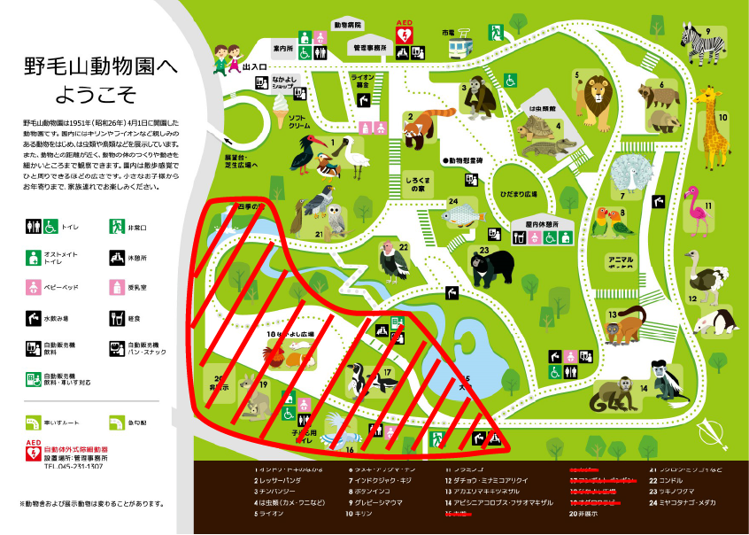リニューアル工事に伴う一部園路封鎖について（野毛山動物園ホームページ）