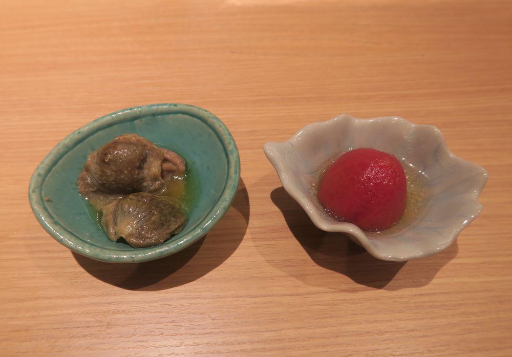 砂肝のアヒージョとトマトのマリネ