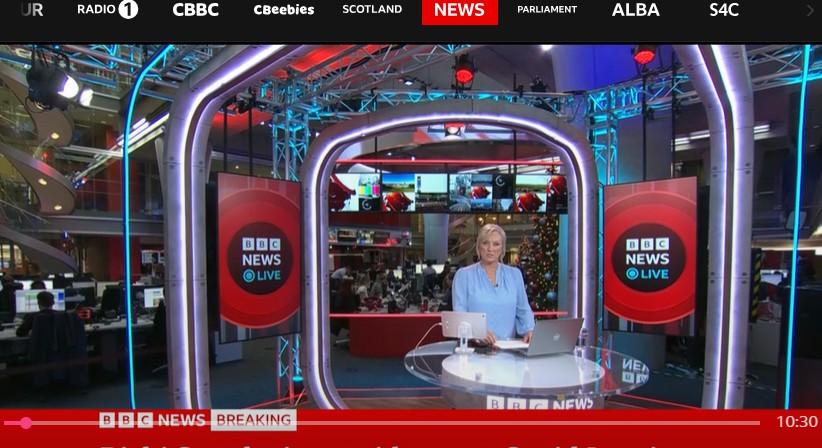 12月15日の国際ニュースチャンネル「BBCニュース｝の1場面（サイトからキャプチャー）